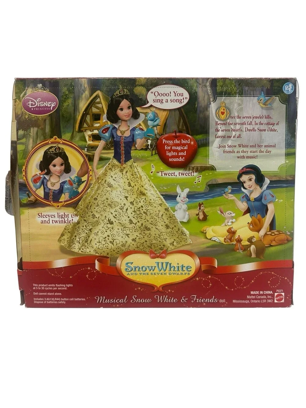 Mattel 2009 Disney Princess Musical Snow White & Friends Playset Light Up Doll